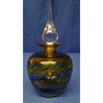 MARTIN ANDREWS ART GLASS PERFUME BOTTLE – MIDNIGHT SUN DESIGN – ROUND 150ml 